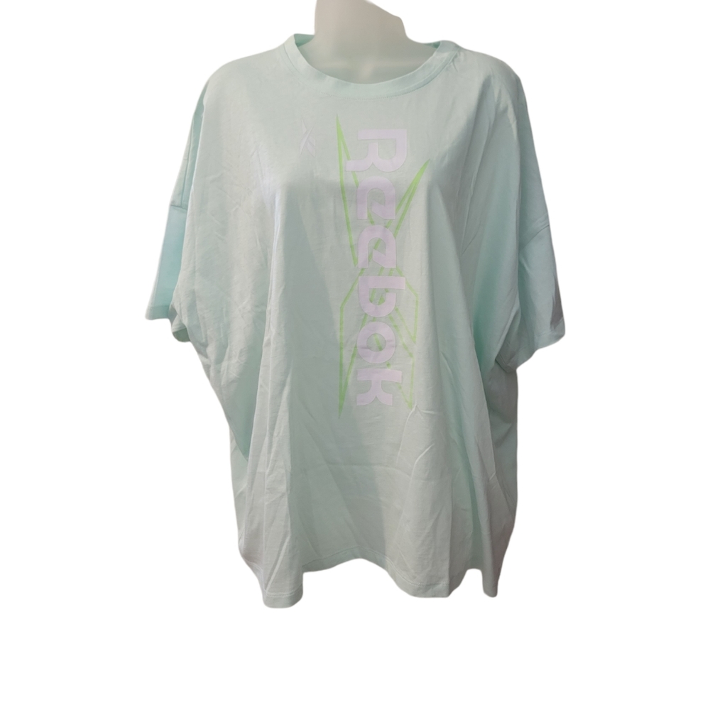 Reebok Women's Aqua Blue Graphic Athletic TShirt Sz 2x
